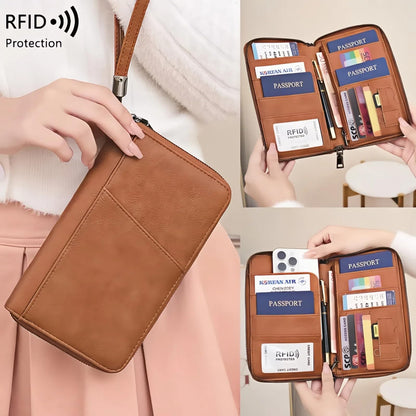 Brown RFID Passport & Travel Wallet