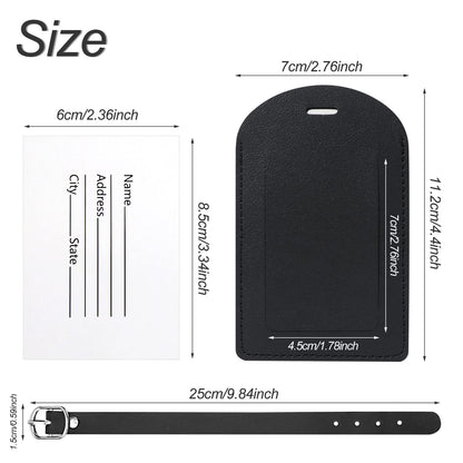 Redamancy Leather Luggage Tags – 2 Pack Travel Bag Labels (Black)