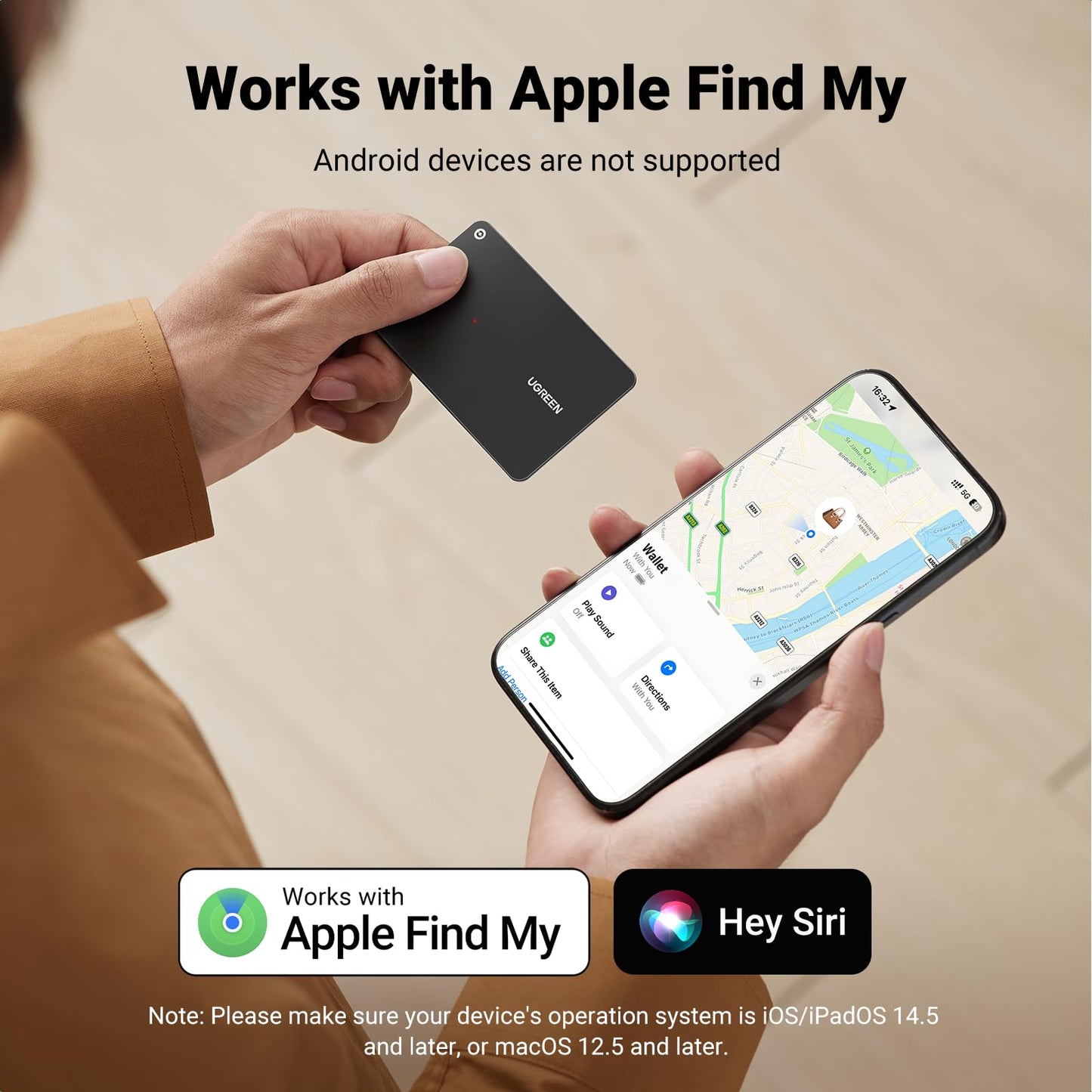 FineTrack Slim Wallet Tracker, 1.7mm Ultra-Slim, Rechargeable Battery, Smart Finder Compatible with Apple Find My (iOS only), IP68 Waterproof, Bluetooth Card for Wallet, Passports, Luggage