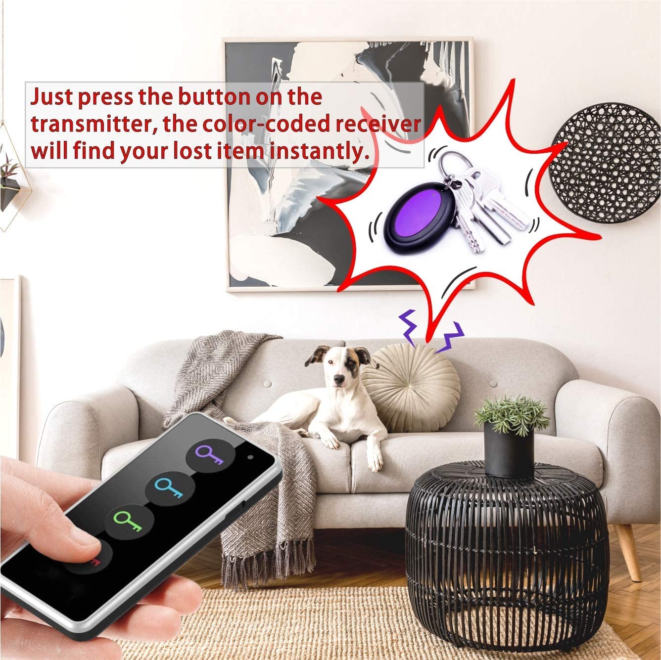 Reyke Key Finder – RF Tracker with 4 Tags, 131ft Range