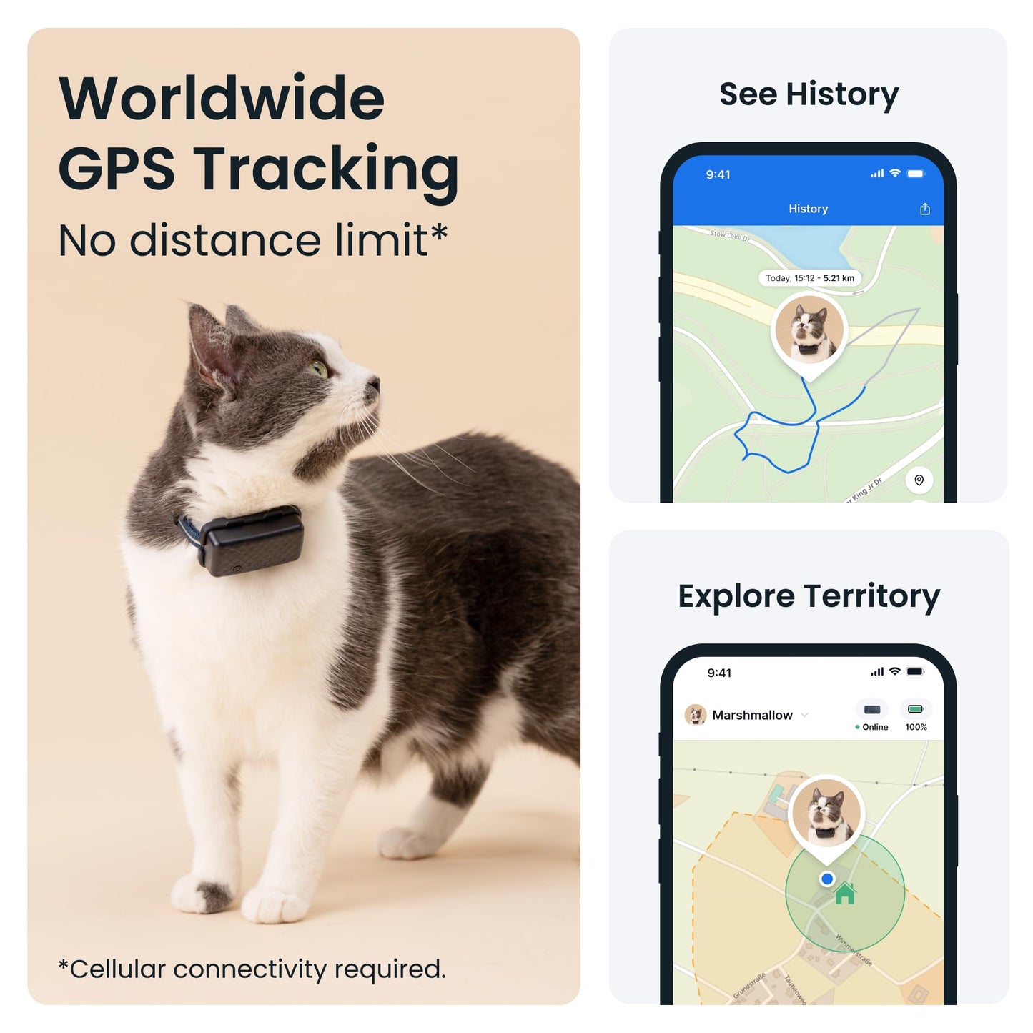 Tractive Mini Cat Tracker – Real-Time GPS, Safety Collar