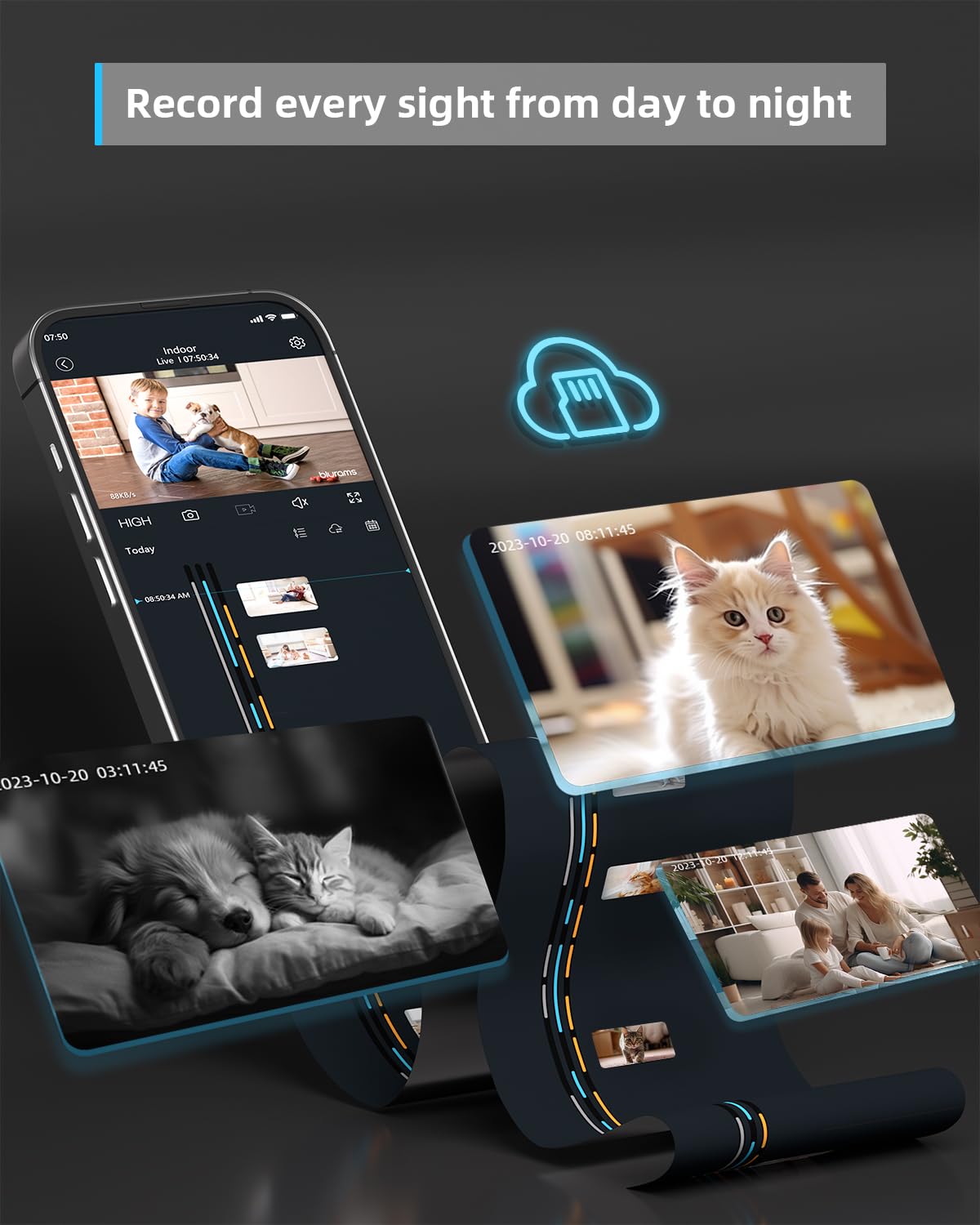 Pet Camera 2K, Indoor Camera, Dog Camera, 360° Home Security Camera, Night Vision, Motion Tracking, 2-Way Talk, Cloud&SD, APP Control, Works with Alexa