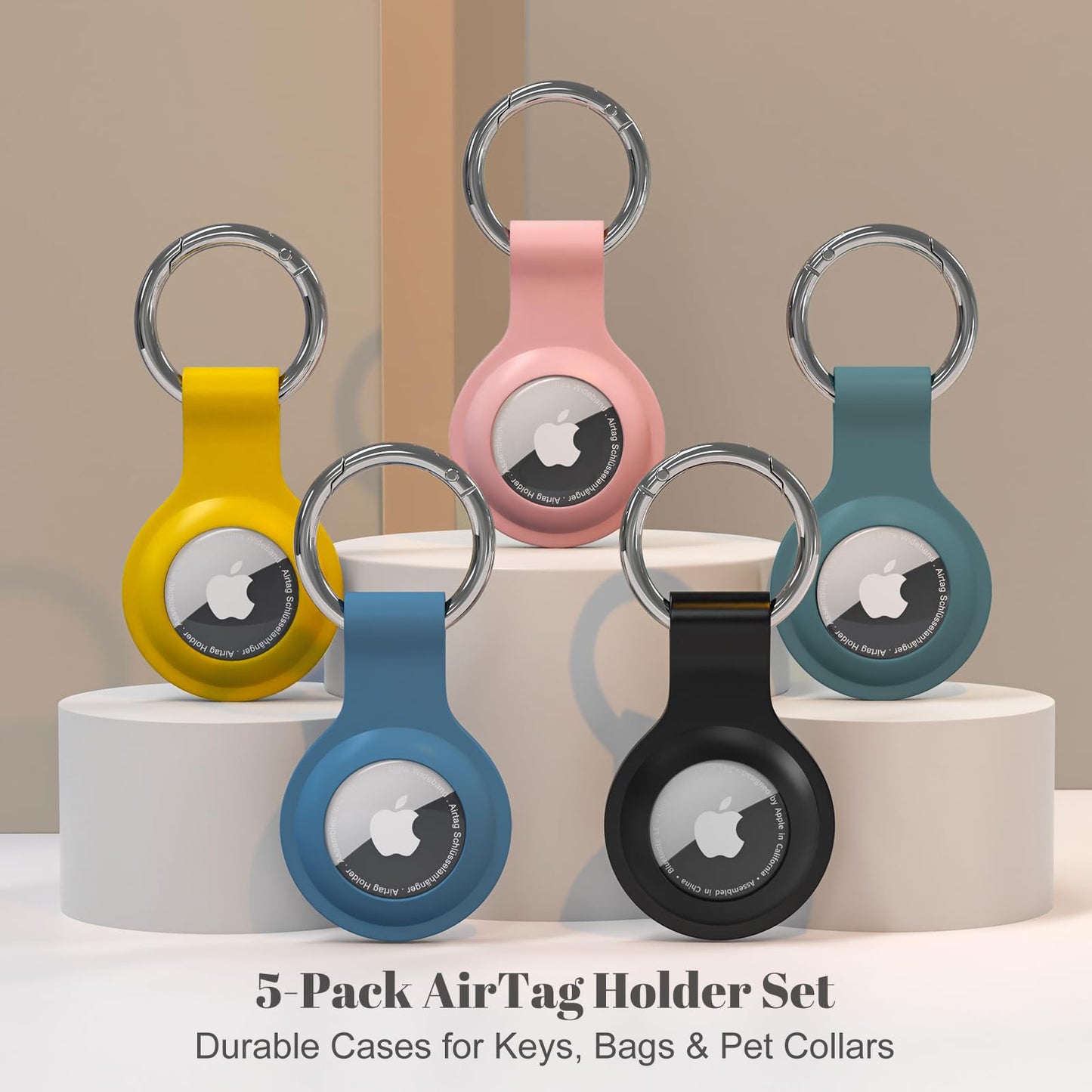 [5-Pack] AirTag Keyring Holder – Silicone, Anti-Lost
