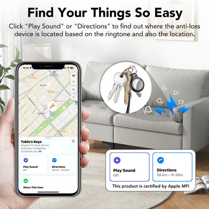 Tag Bluetooth Item Finder-4 Pack, Compatible with Apple Find My APP (iOS Only), 100dB Beep, Smart Tag Replaceable Battery, air tag and Locator for Keys/Luggage/Bags/Wallets etc., Black