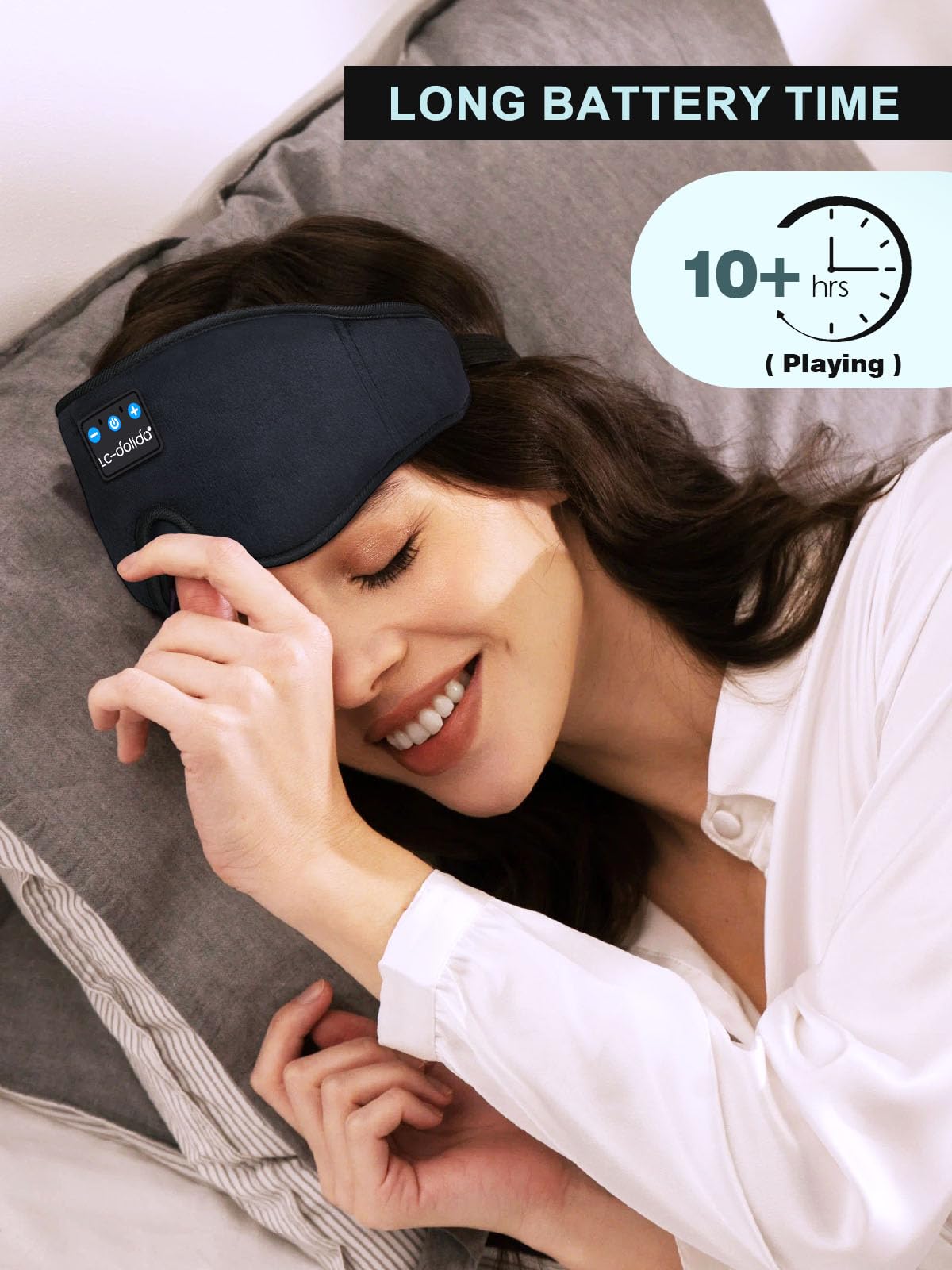 Bluetooth Sleep Mask Headphones 200% Blackout 3D Deep Eye Mask with Headphones BluetoothV5.4 Can Play 15Hrs Breathable Eye mask with Bluetooth Earphones for Travel,Nap Sleeping,Shift Work