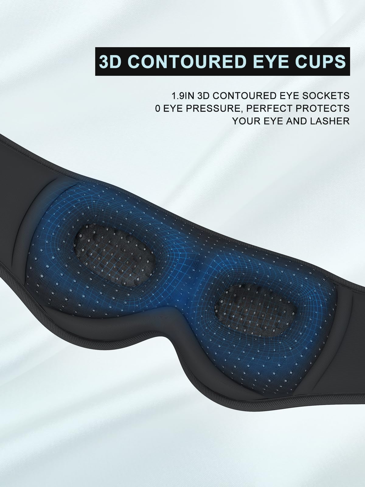 Bluetooth Sleep Mask Headphones 200% Blackout 3D Deep Eye Mask with Headphones BluetoothV5.4 Can Play 15Hrs Breathable Eye mask with Bluetooth Earphones for Travel,Nap Sleeping,Shift Work