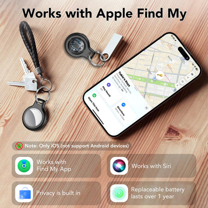 Tag Bluetooth Item Finder-4 Pack, Compatible with Apple Find My APP (iOS Only), 100dB Beep, Smart Tag Replaceable Battery, air tag and Locator for Keys/Luggage/Bags/Wallets etc., Black