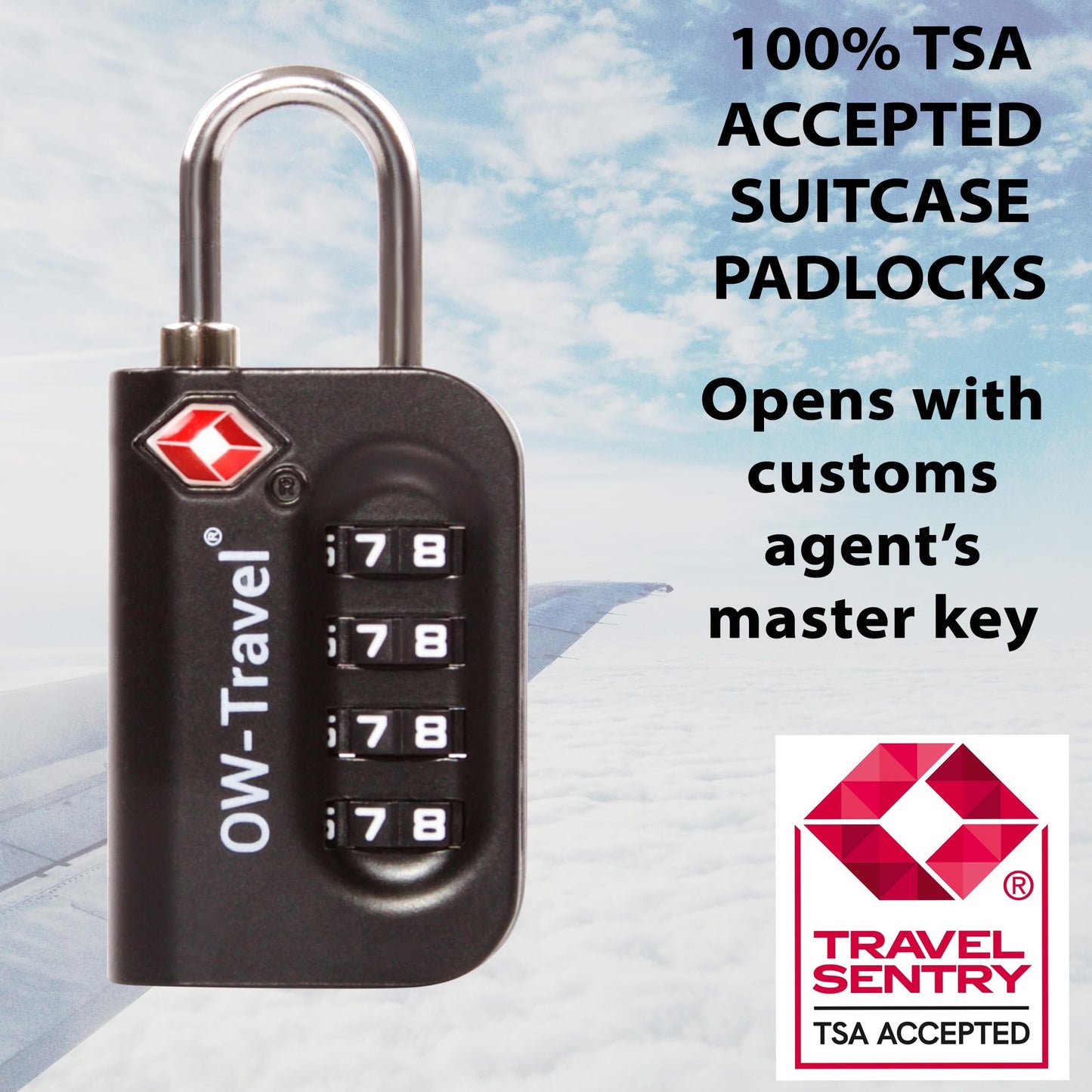 Travel TSA Approved Luggage Locks Suitcase Locks (2 Pack Black) 4 Digit Security Suitcase Padlock. Travel Bag Combination Luggage Padlocks for Suitcases. TSA Travel Lock for Bags and Cases