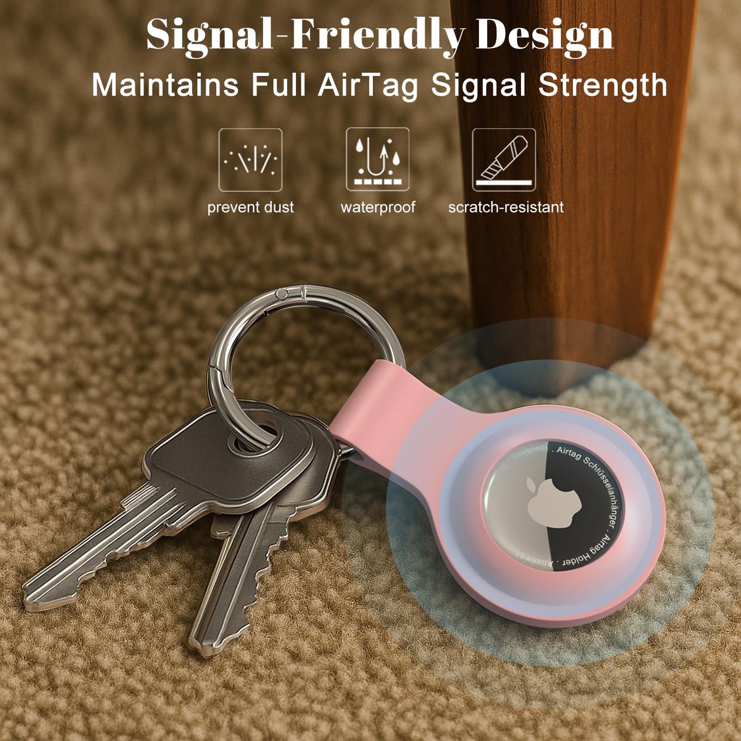 [5-Pack] AirTag Keyring Holder – Silicone, Anti-Lost