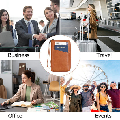 Brown RFID Passport & Travel Wallet