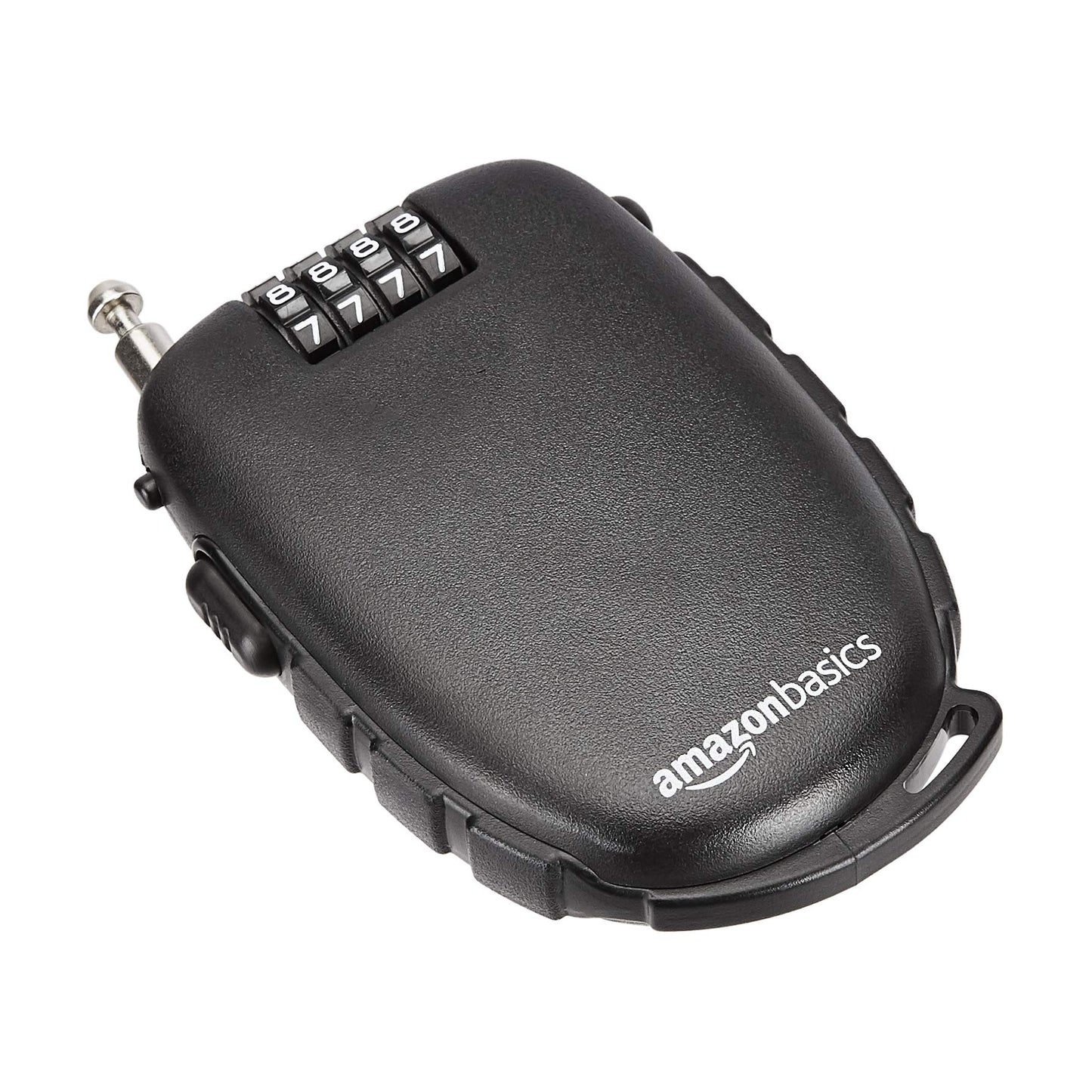 Amazon Basics 4-Digit Retractable Cable Electronic Lock, 1-Pack -Black