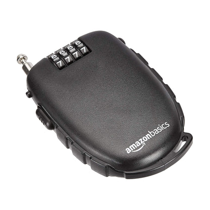 Amazon Basics 4-Digit Retractable Cable Electronic Lock, 1-Pack -Black