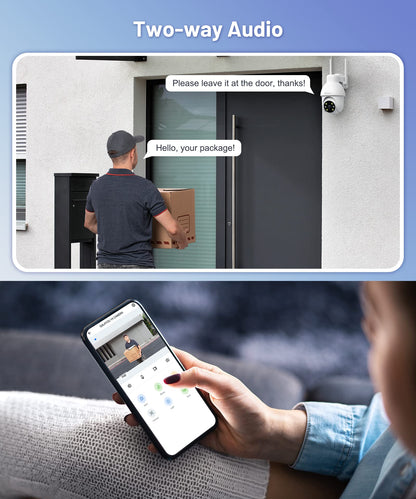 2K Outdoor WiFi Security Camera, 360° Pan-Tilt, Night Vision (Y4)