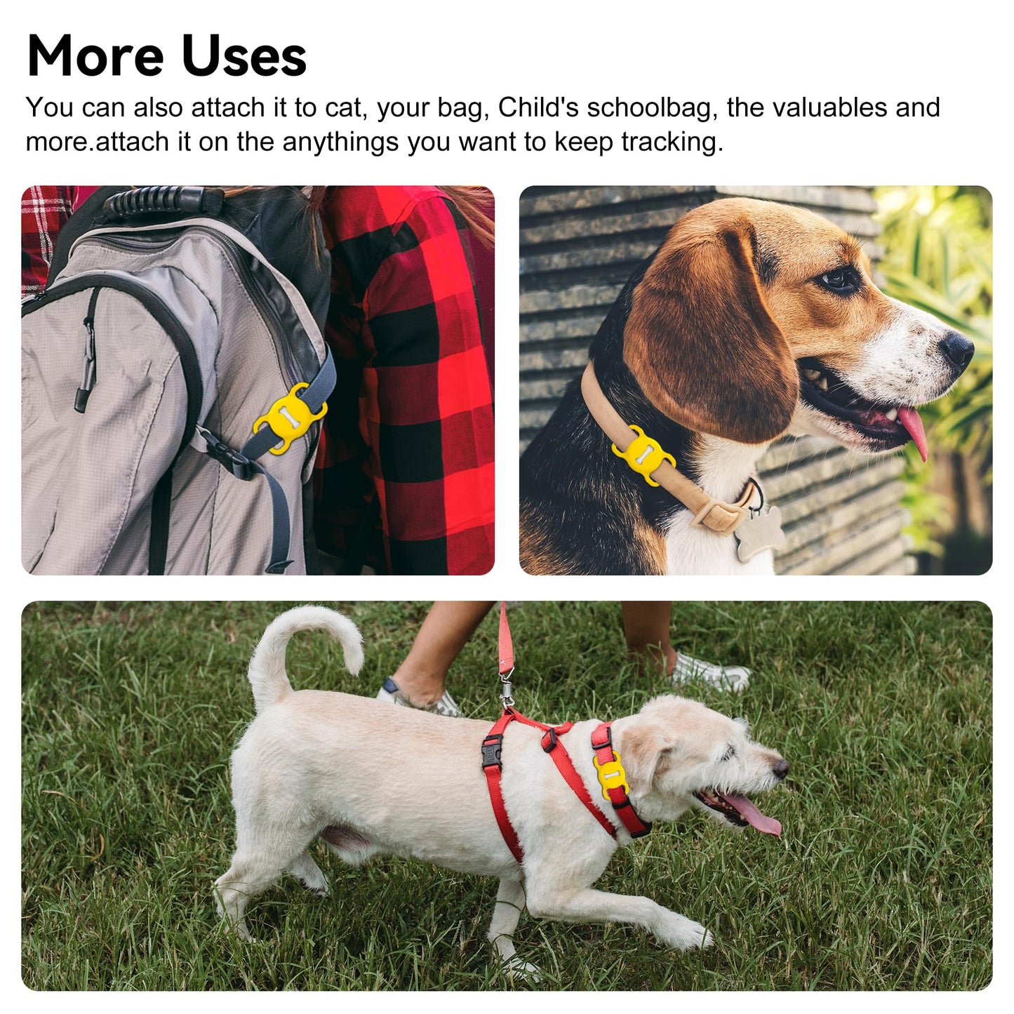Yellow Dog Collar AirTag Holder – Waterproof & Lightweight