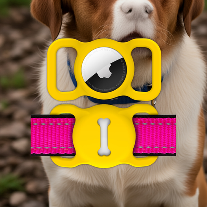 Yellow Dog Collar AirTag Holder – Waterproof & Lightweight