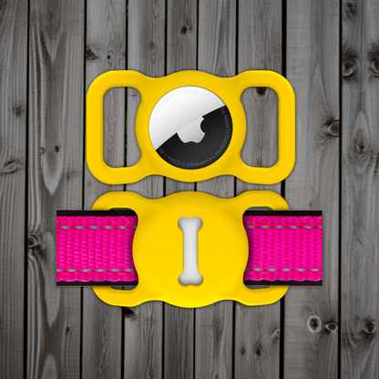 Yellow Dog Collar AirTag Holder – Waterproof & Lightweight