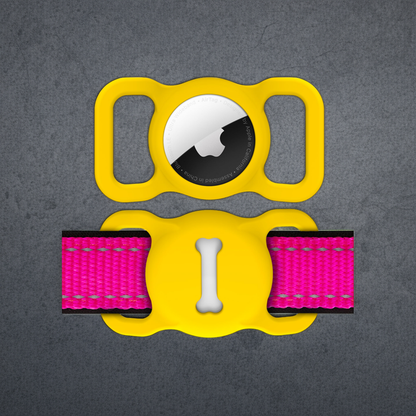 Yellow Dog Collar AirTag Holder – Waterproof & Lightweight